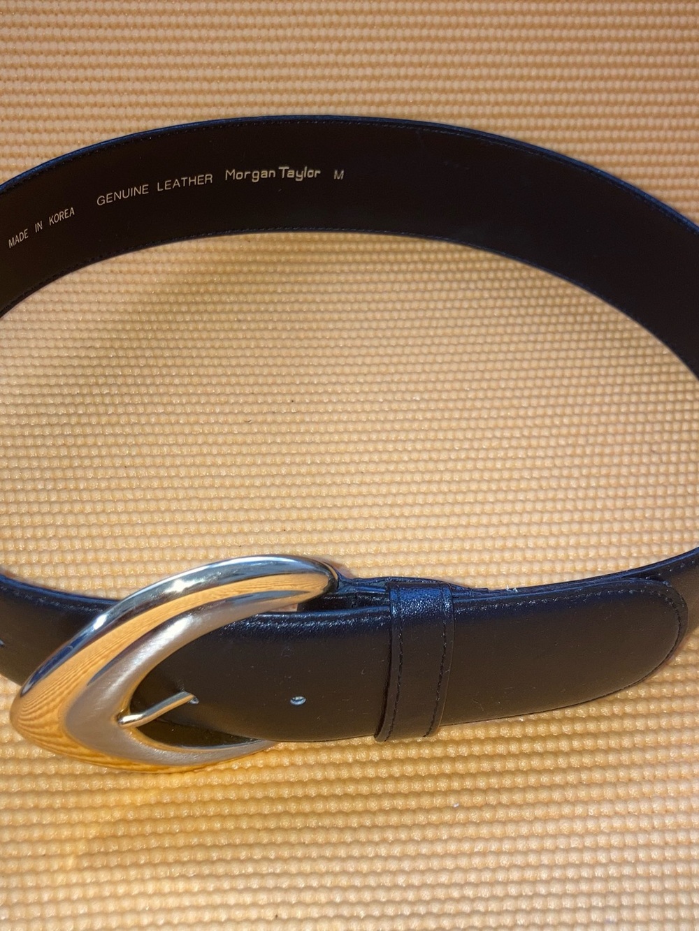 Morgan Taylor Leather Black Belt Women’s Medium Made In Korea Size M 32-33'' - Picture 2 of 7